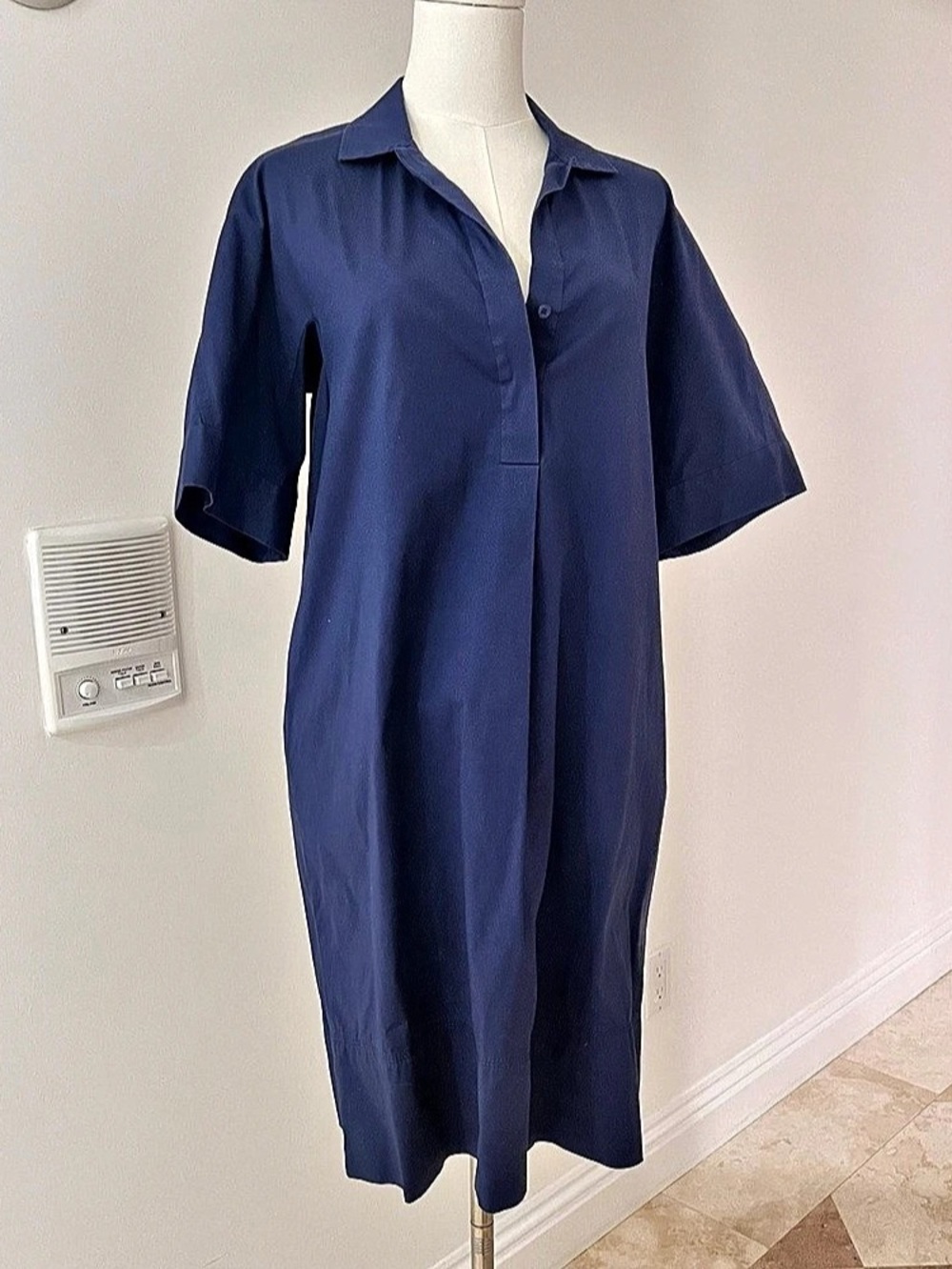 Lafayette 148 New York Blue Midi Shirt Dress Like New